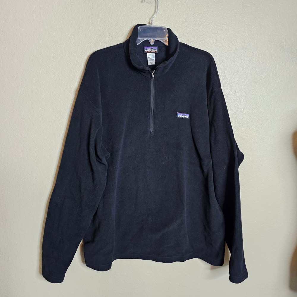 Patagonia Synchilla Fleece Quarter Zip Pullover Mens XXL Black Midweight